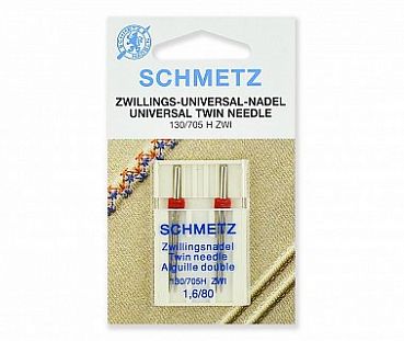 Schmetz Иглы стандартные двойные  130/705H ZWI  № 80/1.6, 2 шт.