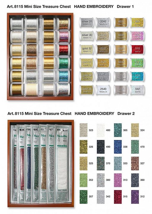 Madeira Шкатулка Handstick Metallic № 6,12,20,25,Spectra,Heavy Metal