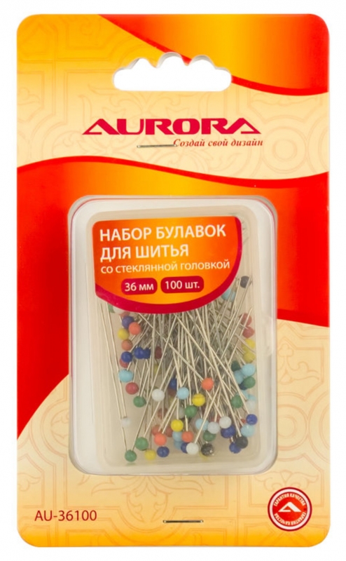 Aurora Набор булавок для шитья со стеклянной головкой 36мм