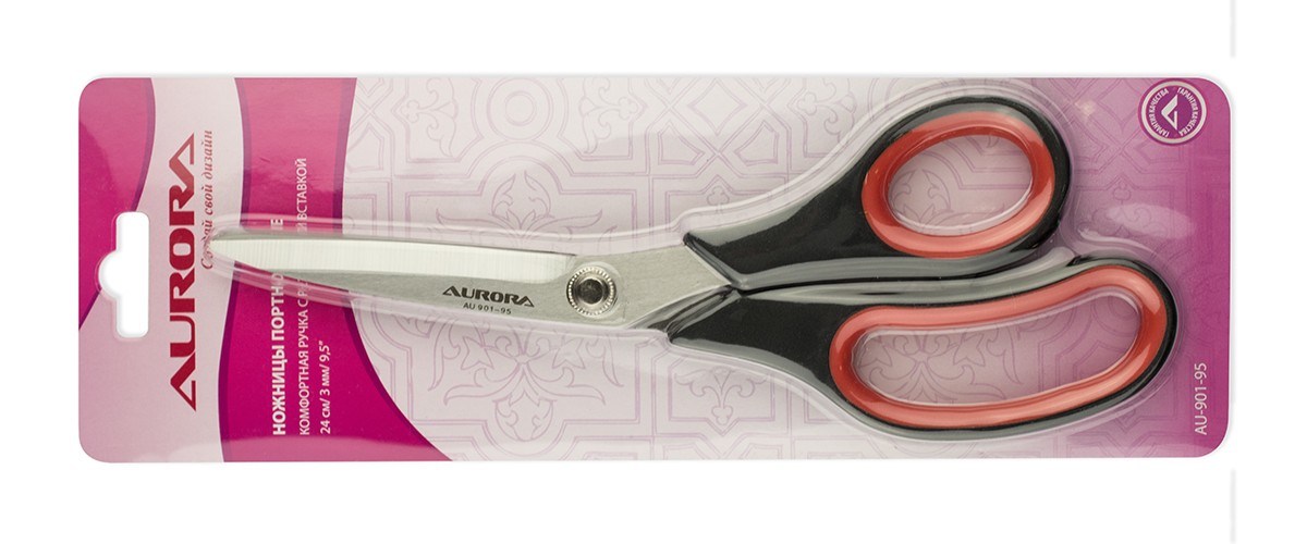 Aurora Ножницы раскройные с резиновыми вставками, 25 см