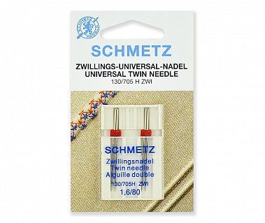 Schmetz Иглы стандартные двойные  130/705H ZWI  № 80/1.6, 2 шт.