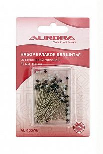 Булави портновские Aurora 37 мм (стекл. головка, ч/б)
