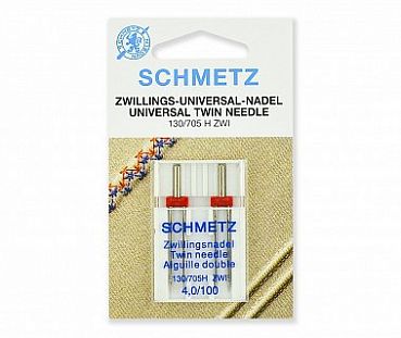 Schmetz Иглы стандартные двойные  130/705H ZWI №100/4,0 2шт