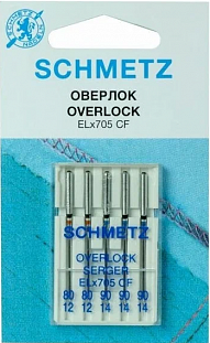 Schmetz Иглы для плоскошовных машин хром ELx705 CF № 80(2) 90(3), 5 шт. 