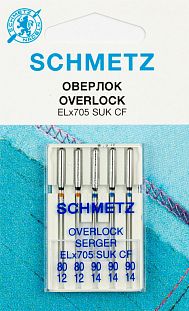 Schmetz Иглы джерси для плоскошовных машин хром ELx705 SUK CF № 80(2) 90(3), 5 шт.