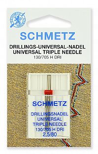 Schmetz Иглы стандартные тройные 130/705H DRI №80/2.5 1шт