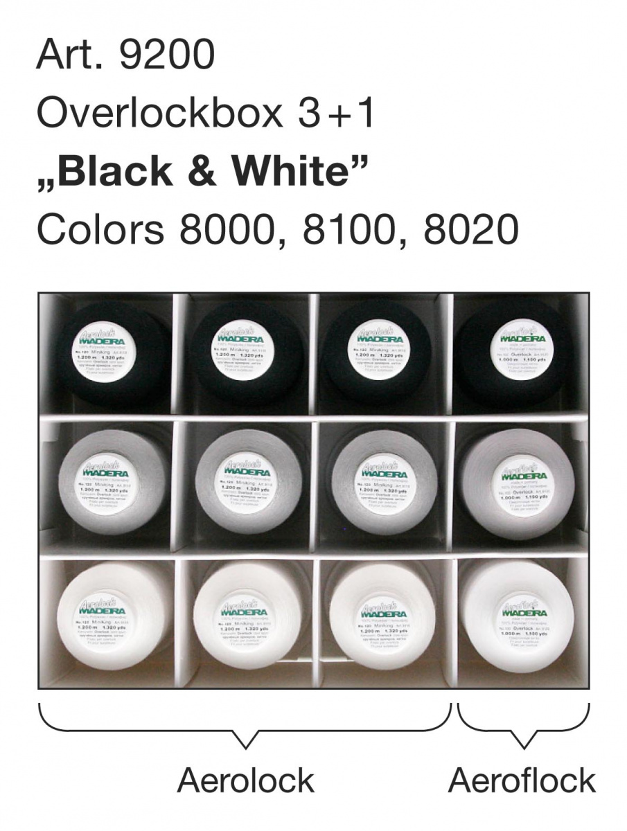 Madeira Набор для оверлока 3+1 (Overlockbox 3+1) 9*1200 Aerolock, 3*1000 Aeroflock
